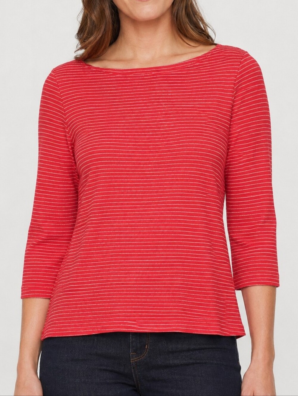 Eileen Fisher Linen Red and White Stripe Top